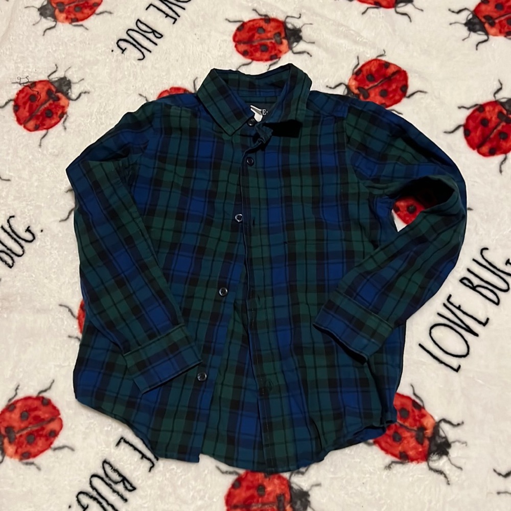 The Children’s Place Green Plaid Shirt Boy’s size 5/6